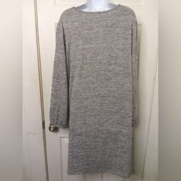 Tacera gray 🩶 pearl patterned midi dress - Picture 2 of 4